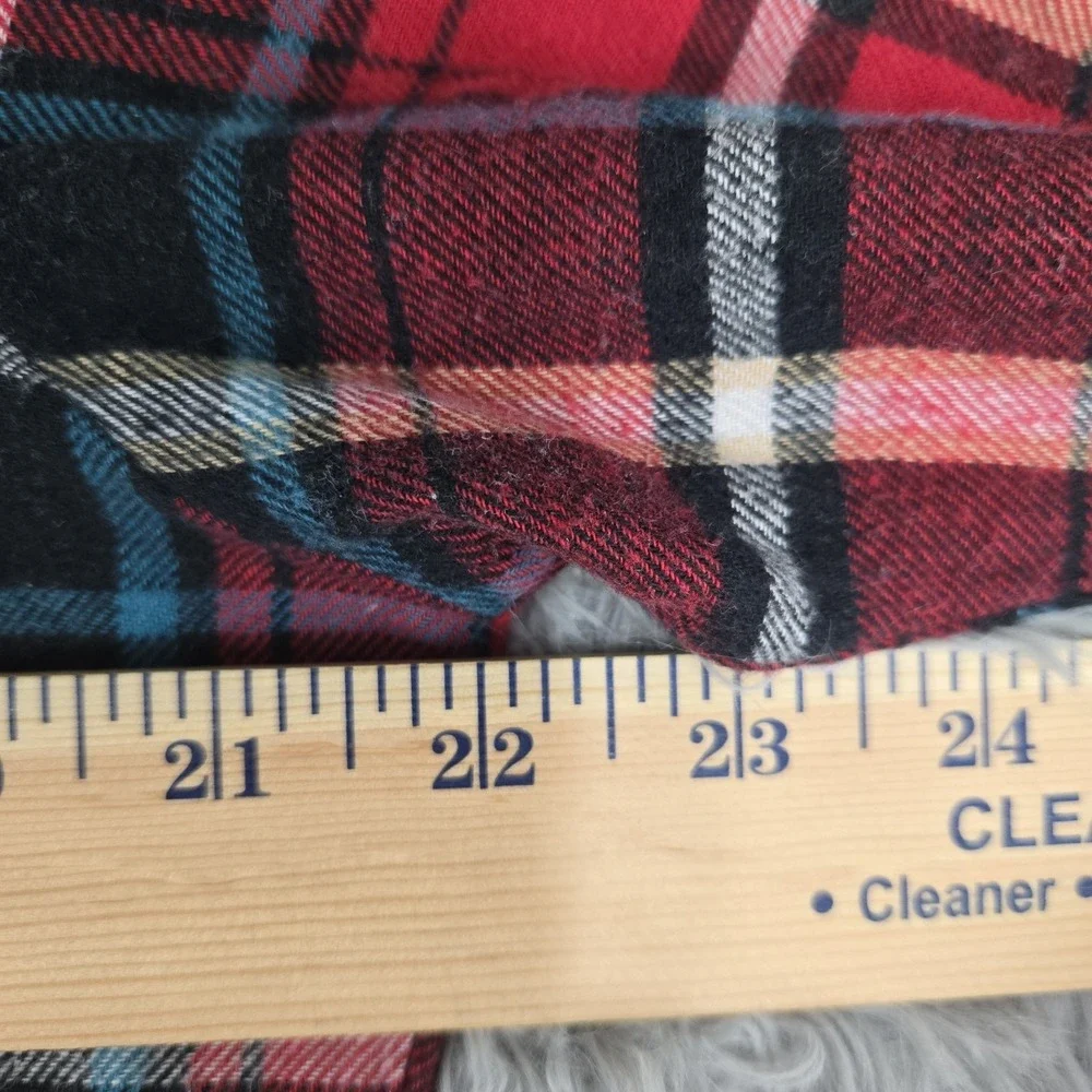 Plains Mens Medium Red Plaid Pearl Snap Long‎ Sleeve Flannel Western Shirt